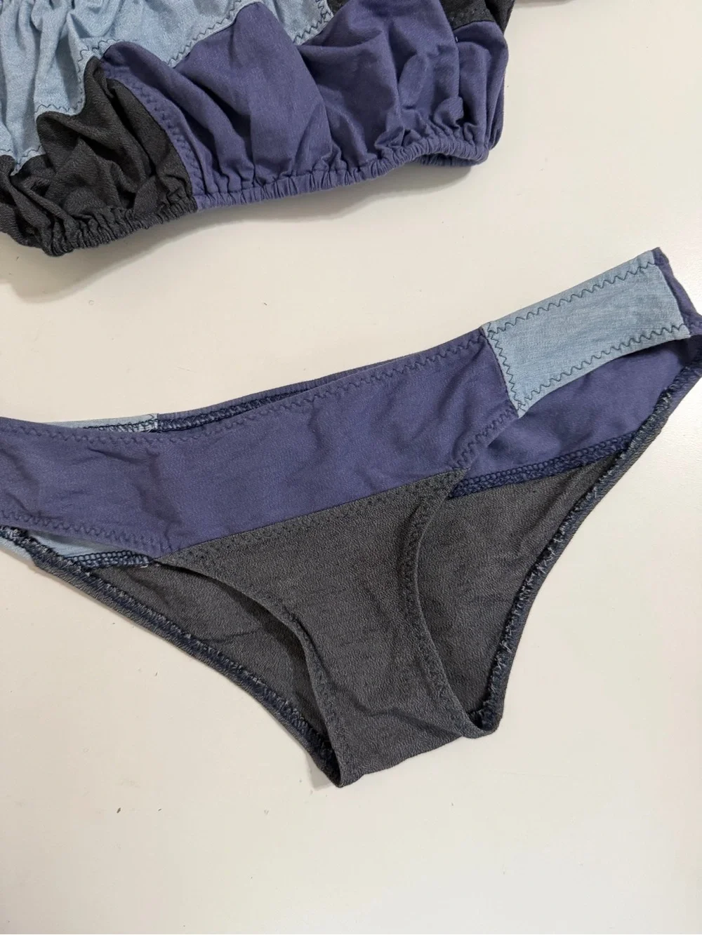 Lisa Marie Fernandez Bikini Set Women's XS Off Shoulder Color Block Blue Gray - Picture 6 of 13